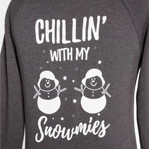 Modcloth Next Level Apparel Gray Zip Up Hoodie Snowman Holiday Design L NWOT - Picture 3 of 11